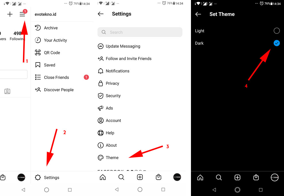 Cara Mengaktifkan Tema Gelap di Instagram
