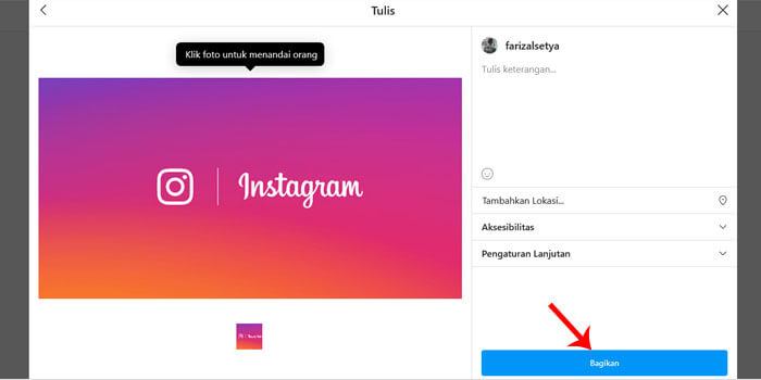 Cara Posting Foto di Instagram dari PC