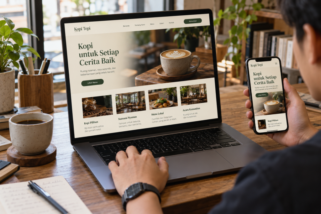 Website responsif pada laptop dan ponsel
